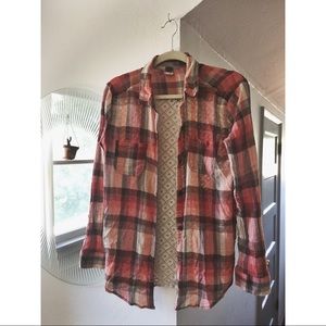 We The Free lace back plaid shirt